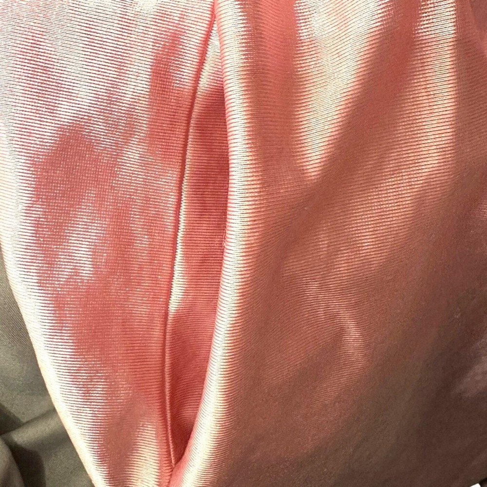 Vintage Robe Women Medium Pink Satin Liquid Shiny Loungewear Made in USA - Picture 6 of 11